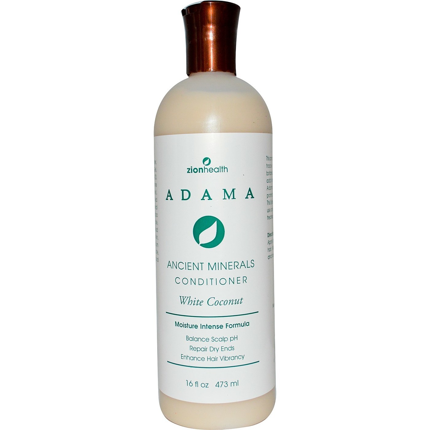 Zion Health Adama Clay Minerais Conditioner, Coco branco - 16 fl oz