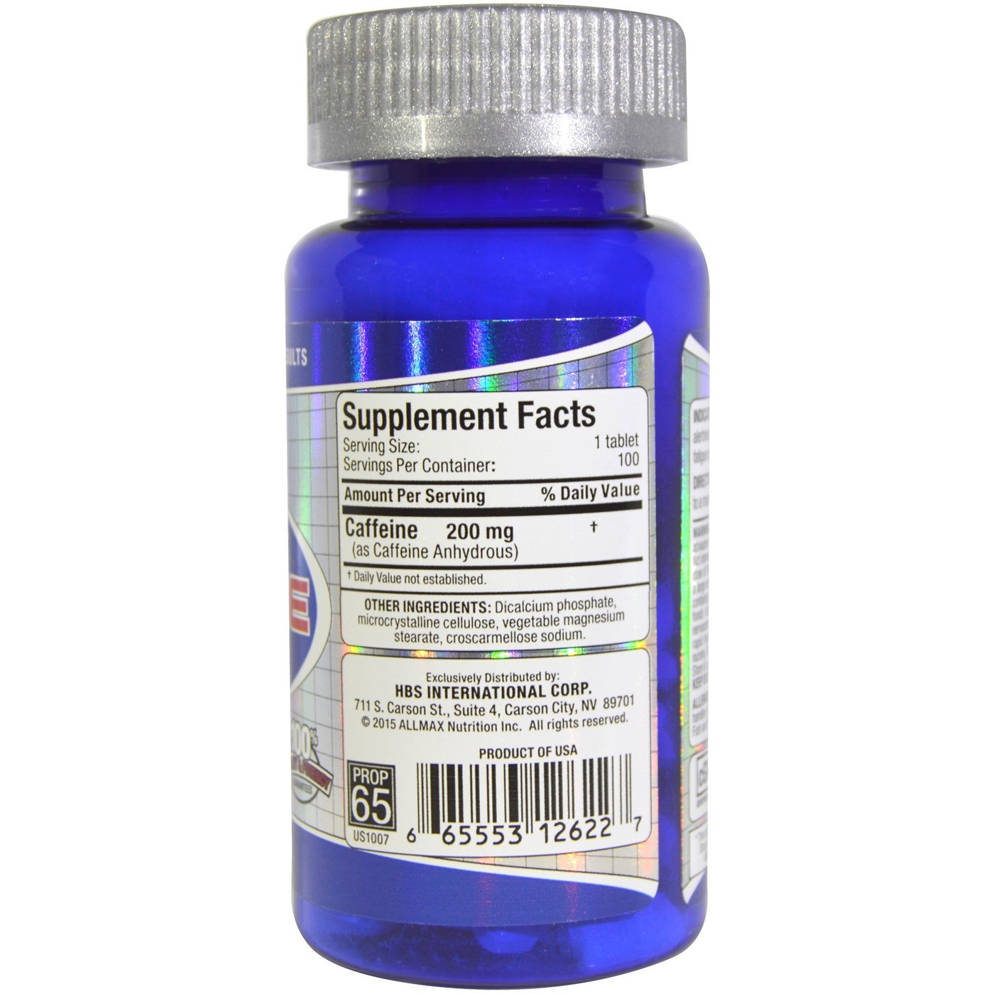 AllMax Nutrition Caffeine - 200 mg - 100 Tabletes - Imagem 2