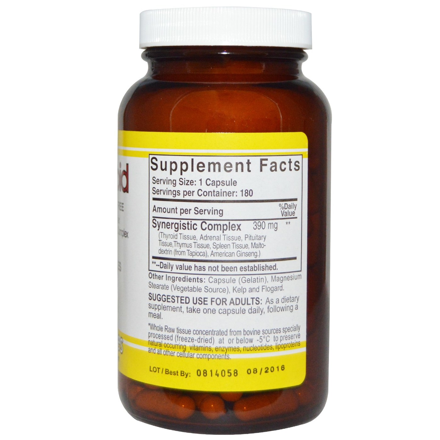 Natural Sources Raw Thyroid 180 Cápsulas - Imagem 2