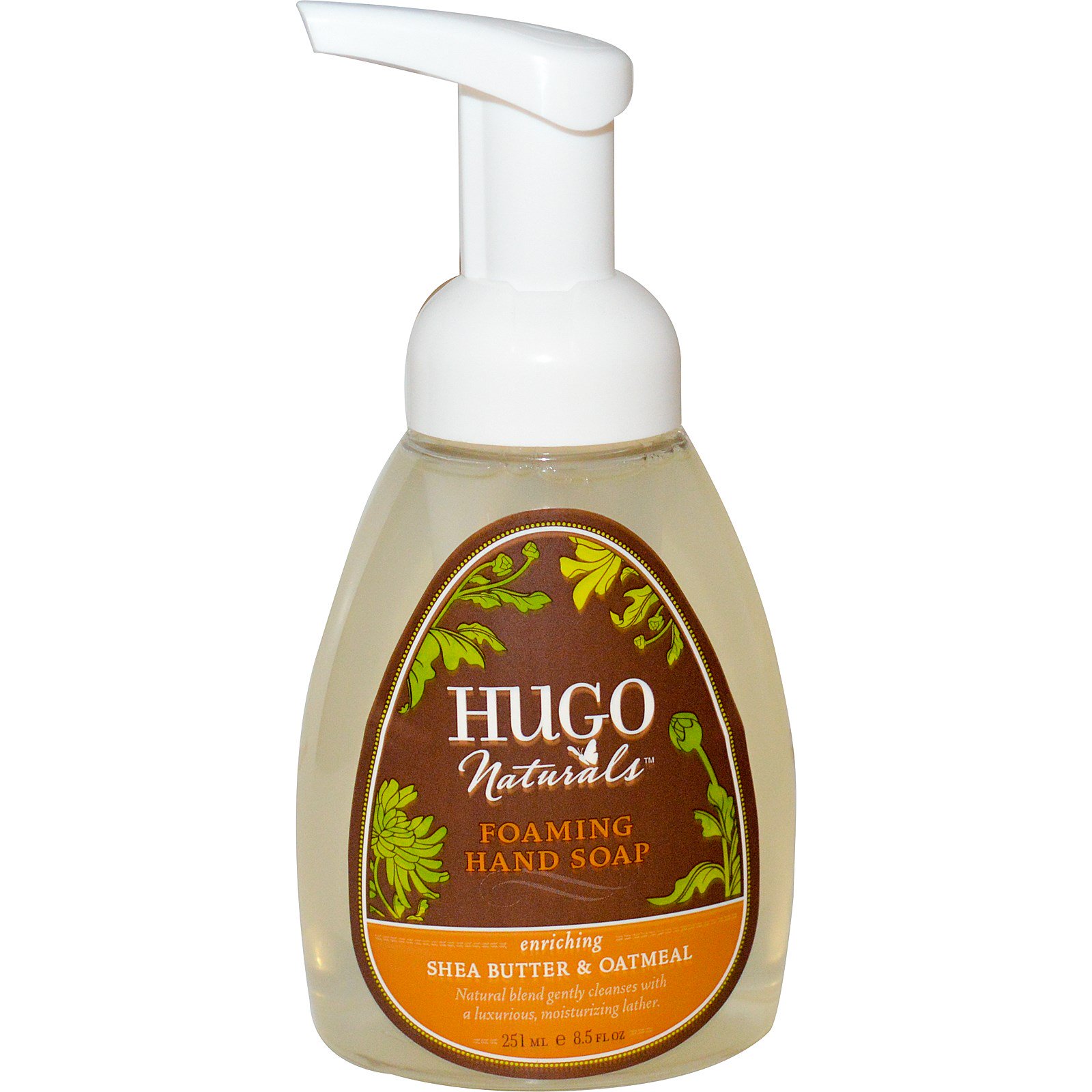 Hugo Naturals, Sabonete de Espuma para as Mãos, Manteiga de Carité e Aveia, 251 ml (8.5 fl oz)