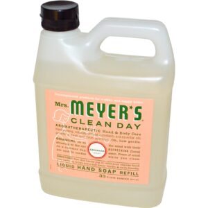 Mrs. Meyers Clean Day, Refil de Sabão de Mão Líquido, Odor de Gerânio 33 fl oz (975 ml)