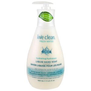 Live Clean, Sabonete Líquido Hidratante para as Mãos, Água Fresca, frasco de 17 oz (500 ml)