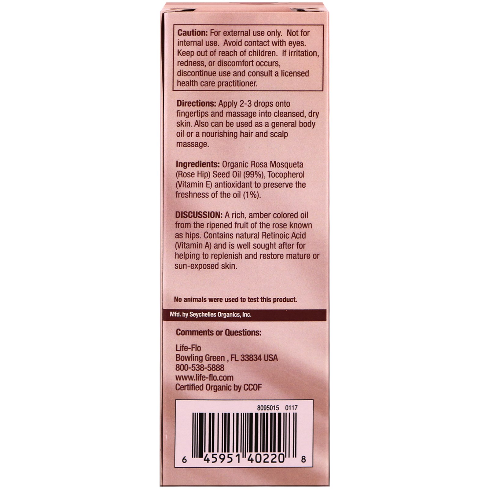 Life Flo Health, Óleo puro de rosa mosqueta, 4 fl oz (118 ml) - Imagem 3