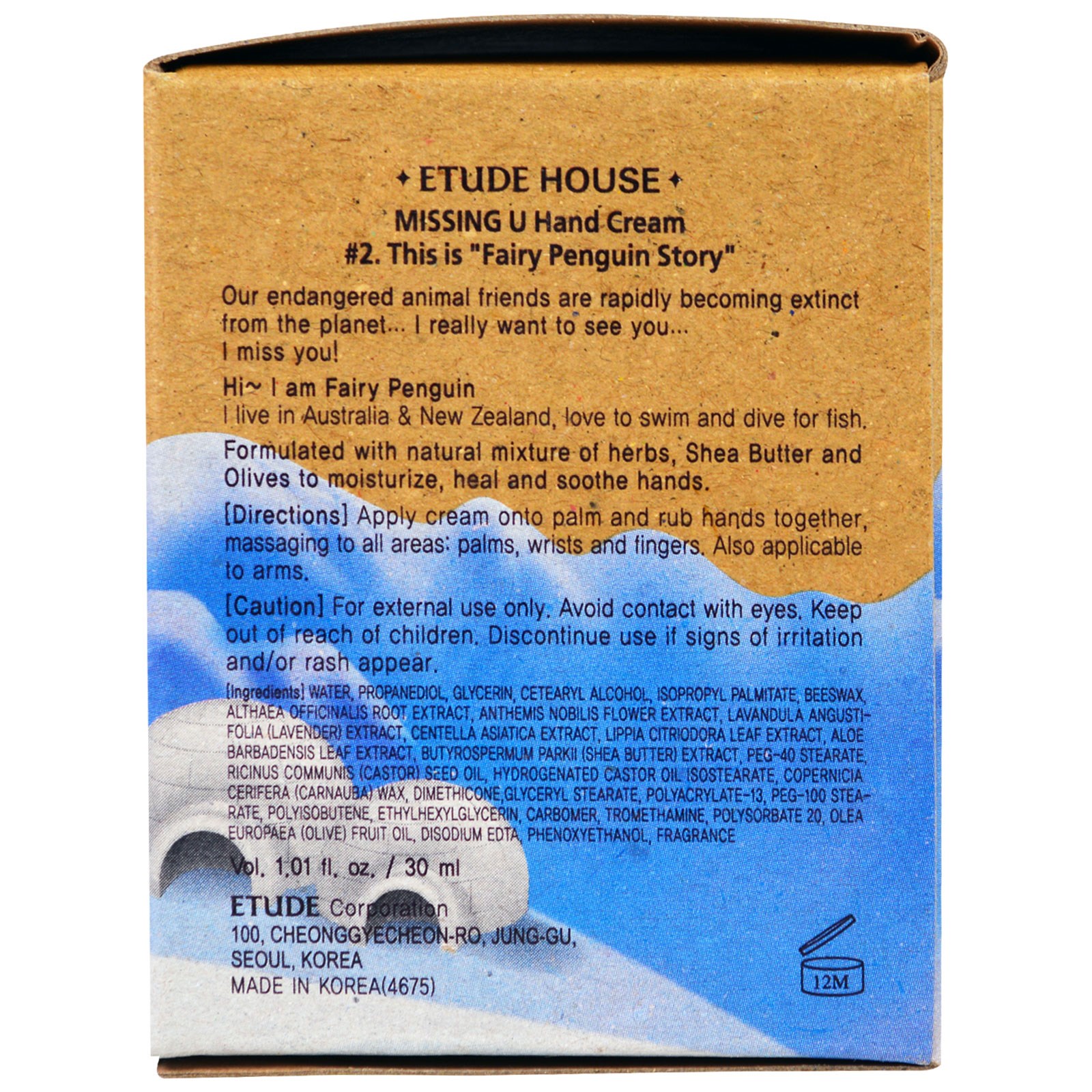 Etude House, Creme para as Mãos Missing U, nº 2 Pinguim-Azul, 30 ml - Imagem 3