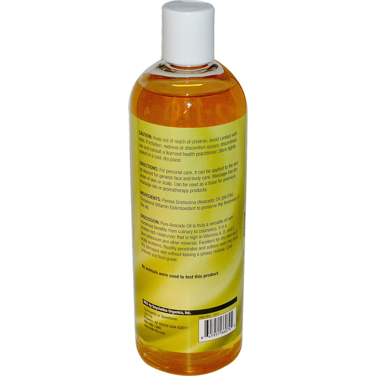 Life Flo Health, Óleo de Abacate Puro, Cuidados com a Pele, 16 onças fluidas (473 mL) - Imagem 2