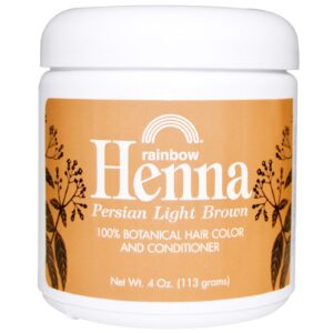 Rainbow Research, Henna, Condicionador e Tintura 100% Botânico, Persian Light Brown (Castanho Claro Avermelhado), 4 oz. (113 g) em Pó