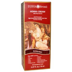 Surya Henna, Henna em Creme, Coloração e Tratamento Hidratante, Borgonha, 2.37 fl oz (70 ml)