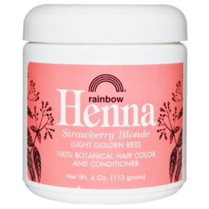 Rainbow Research, Henna, Colorante e Condicionador Capilar 100% Botânico, Loiro Morango (Vermelho Dourado Claro), 4 oz (113 g)