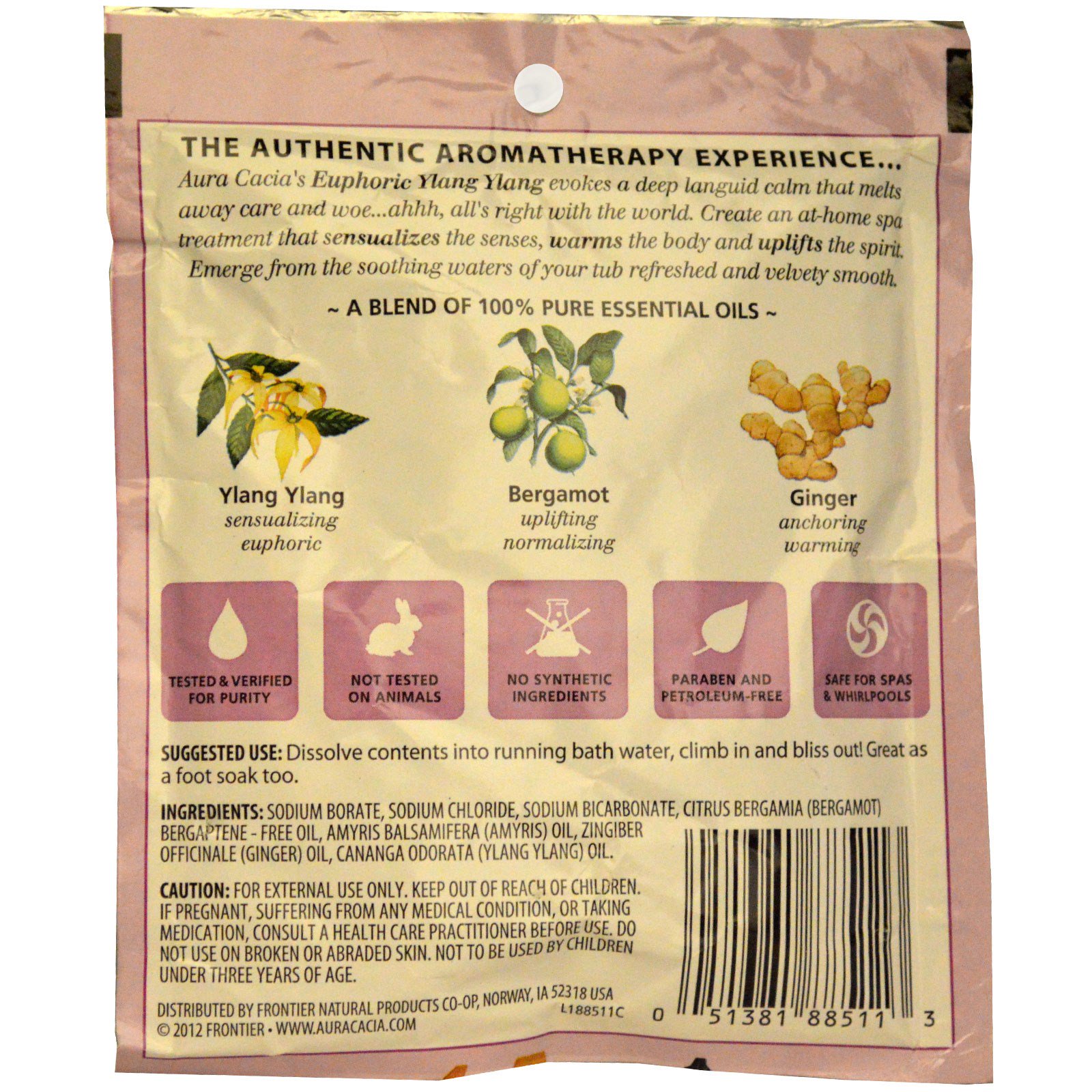 Aura Cacia, Banho Mineral de Aromaterapia, Euphoric Ylang Ylang, 2.5 oz (70.9 g) - Imagem 2