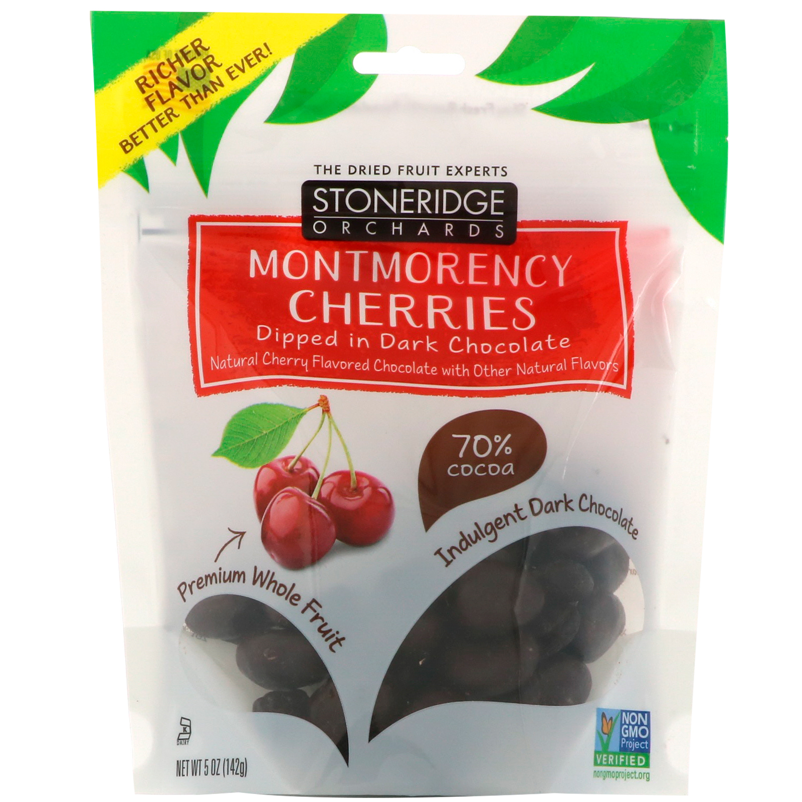 Stoneridge Orchards, Cerejas Montmorency, mergulhadas em chocolate escuro, 5 oz (142 g)
