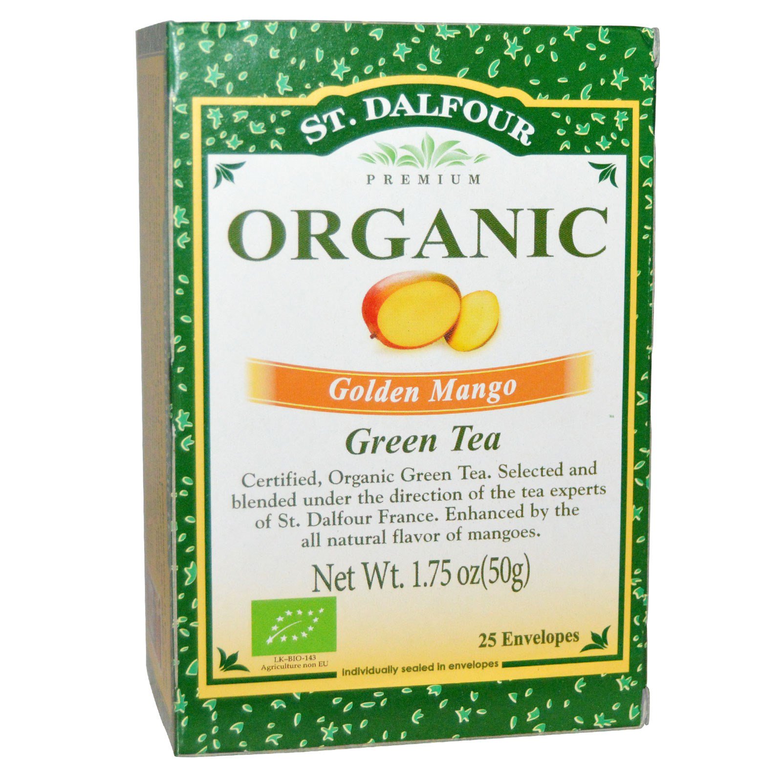 St. Dalfour, Orgânico, Chá Verde de Manga Golden, 25 Saquinhos, 50 g (1,75 oz)