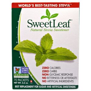 Wisdom Natural, Sweetleaf, Adoçante Natural de Stevia, 70 pacotes