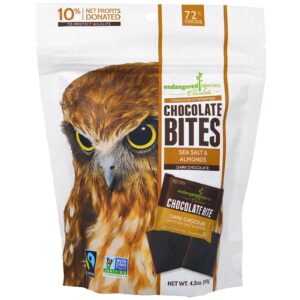 Endangered Species Chocolate, Pedaços de Chocolate, Chocolate Amargo com Caramelo e Sal Marinho & Amêndoa, 119 g