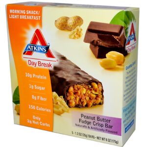Atkins, Day Break, Peanut Butter Fudge Crisp, 5 Bars, 1.2 oz (35 g) Each