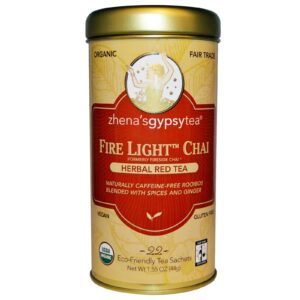 Zhena's Gypsy Tea, Chai Fogo Brando, Chá Herbáceo Vermelho, Sem Cafeína, 22 Sachês, 1.55 oz (44 g)