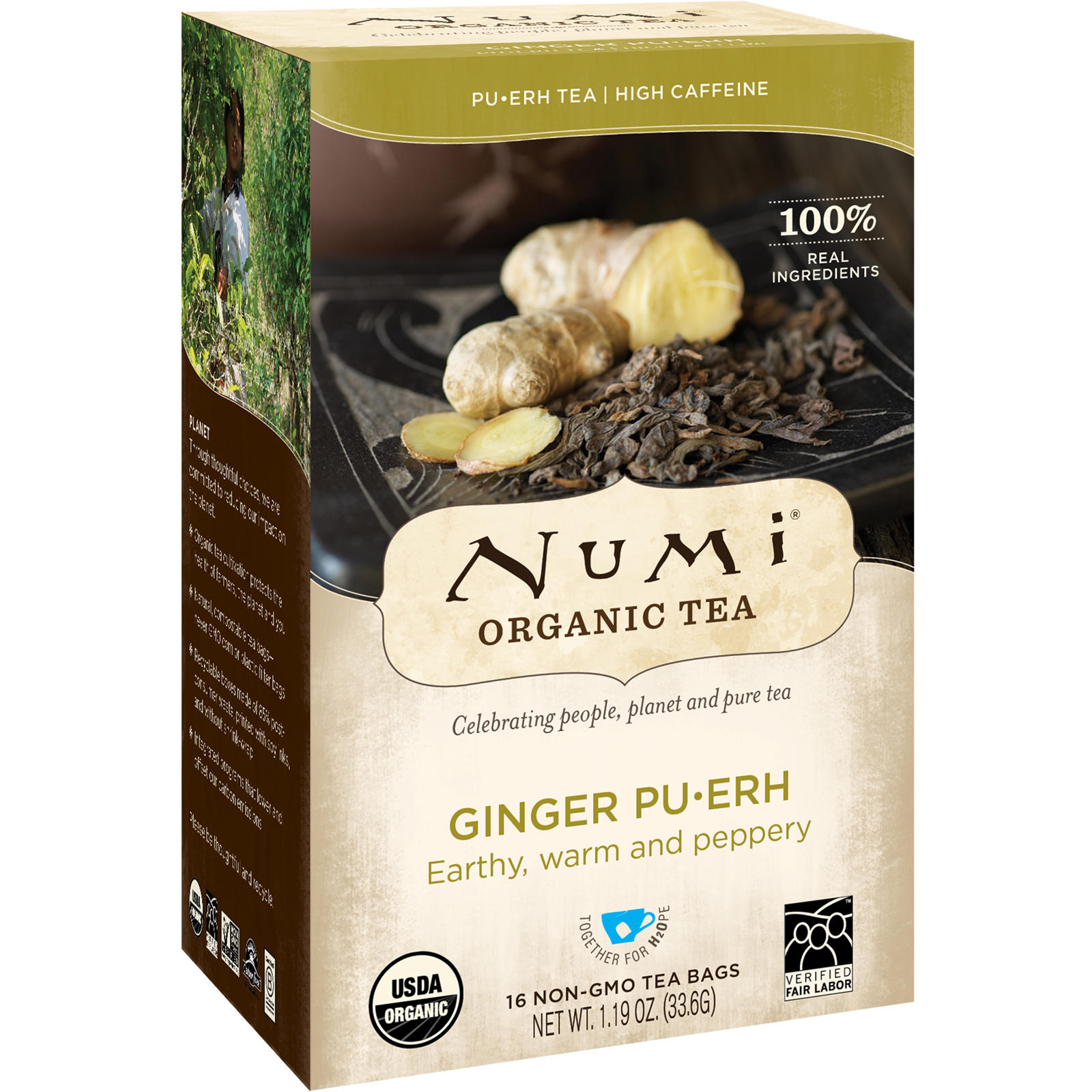 Numi Tea, Organic Tea, Pu-erh Tea, Ginger Pu-erh, 16 Tea Bags. 1.19 oz (33.6 g)