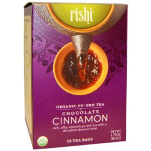 Rishi Tea, Chá Pu-ehr Orgânico, Chocolate e Canela, 15 Saquinhos de Chá 1,75 oz (49,5 g)