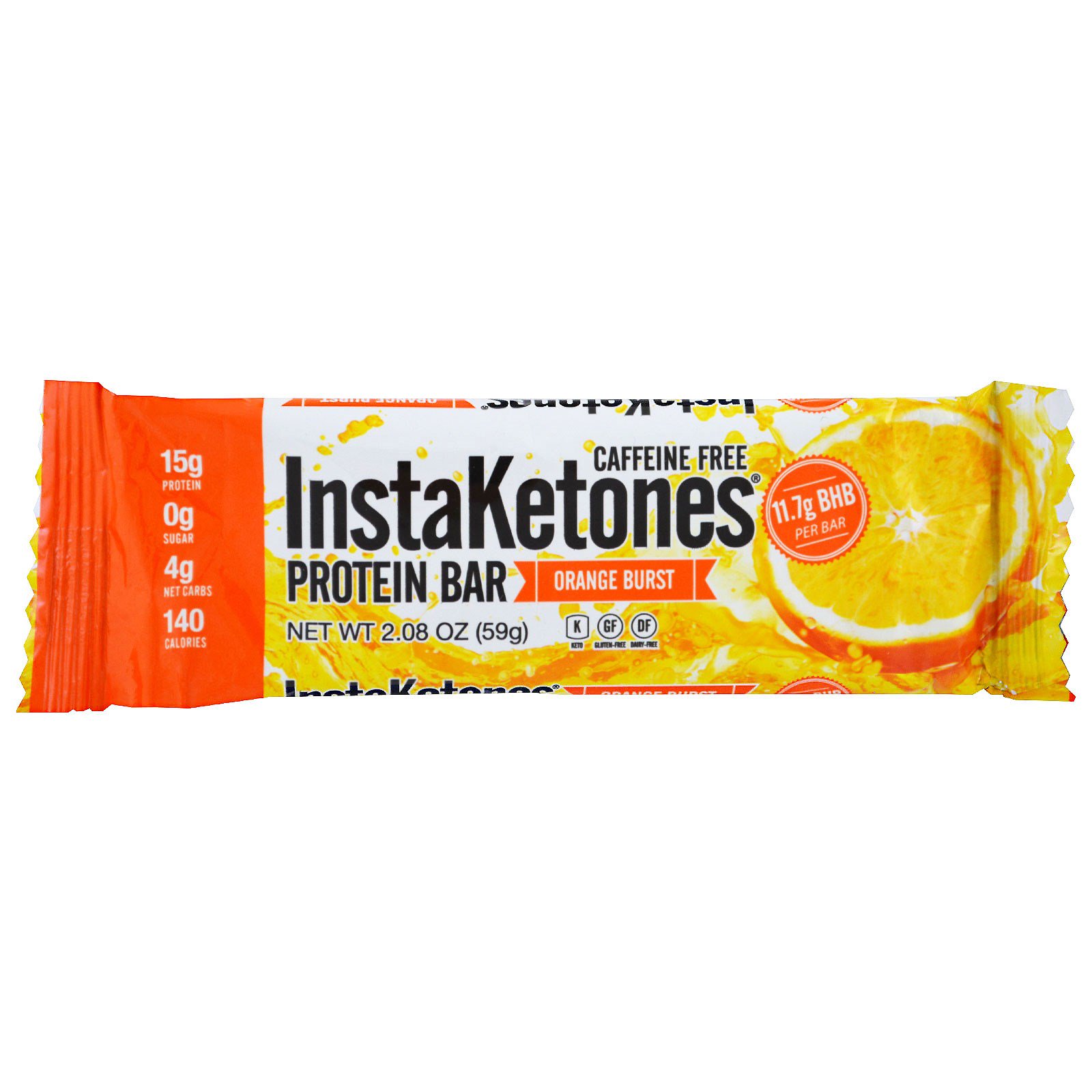 Julian Bakery, InstaKetones Barra de Proteínas, não contém cafeína, Explosão de Laranja, 12 Barras, 1,56 lbs (708 g) - Imagem 3