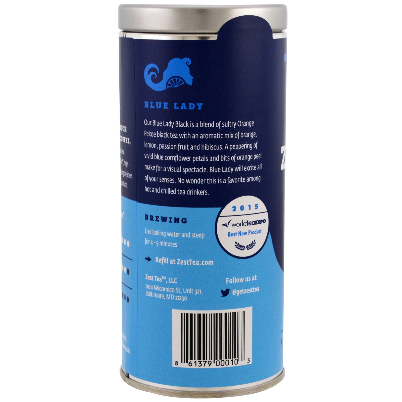 Zest Tea LLZ, Chá de Alta Octanagem, Dama Azul, 16 Sachês, 1,41 oz (40 g) - Imagem 3