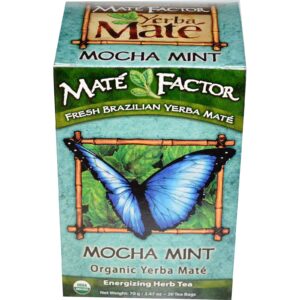 Mate Factor, Erva Mate Orgânica, Hortelã Mocha 20 sacos de chá, 2.47 oz (70 g)