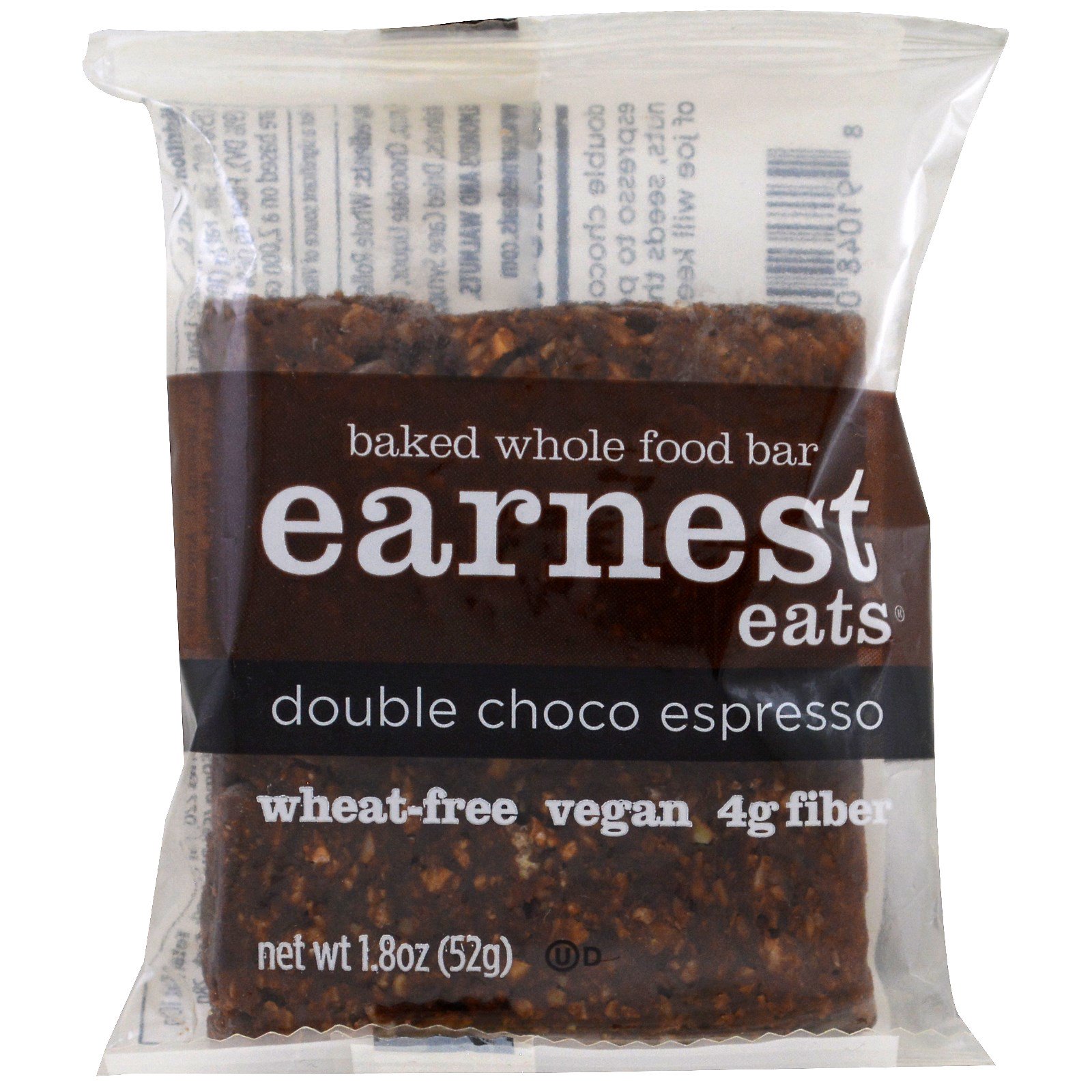 Earnest Eats, Barras Integrais Assadas, Choco Espresso Duplo, 12 Barras, 52 g (1,8 oz) Cada - Imagem 3