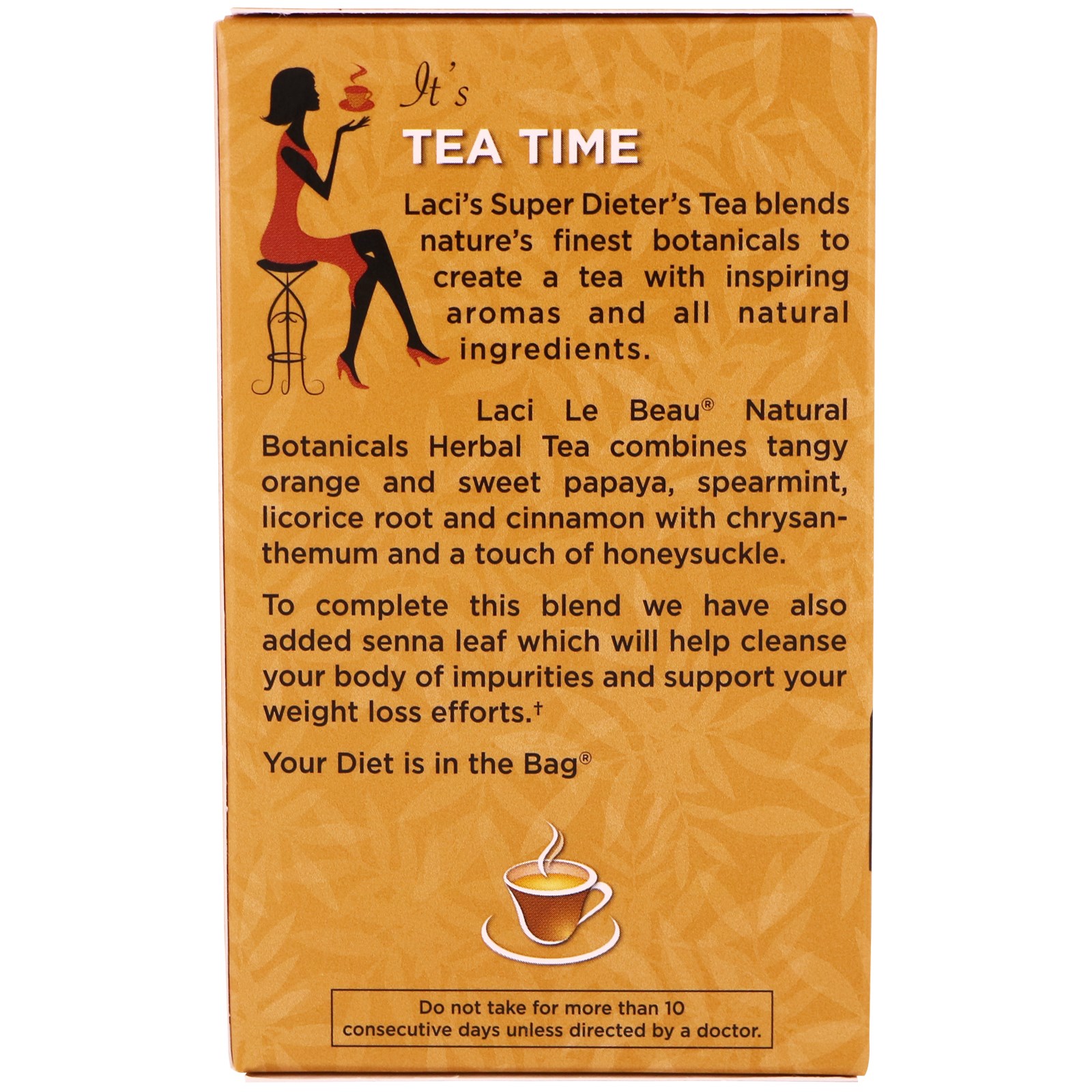 Natrol, Laci Le Beau, super chá para dietas, aroma de canela, 15 sachês de chá, 1,32 oz (38 g) - Imagem 3