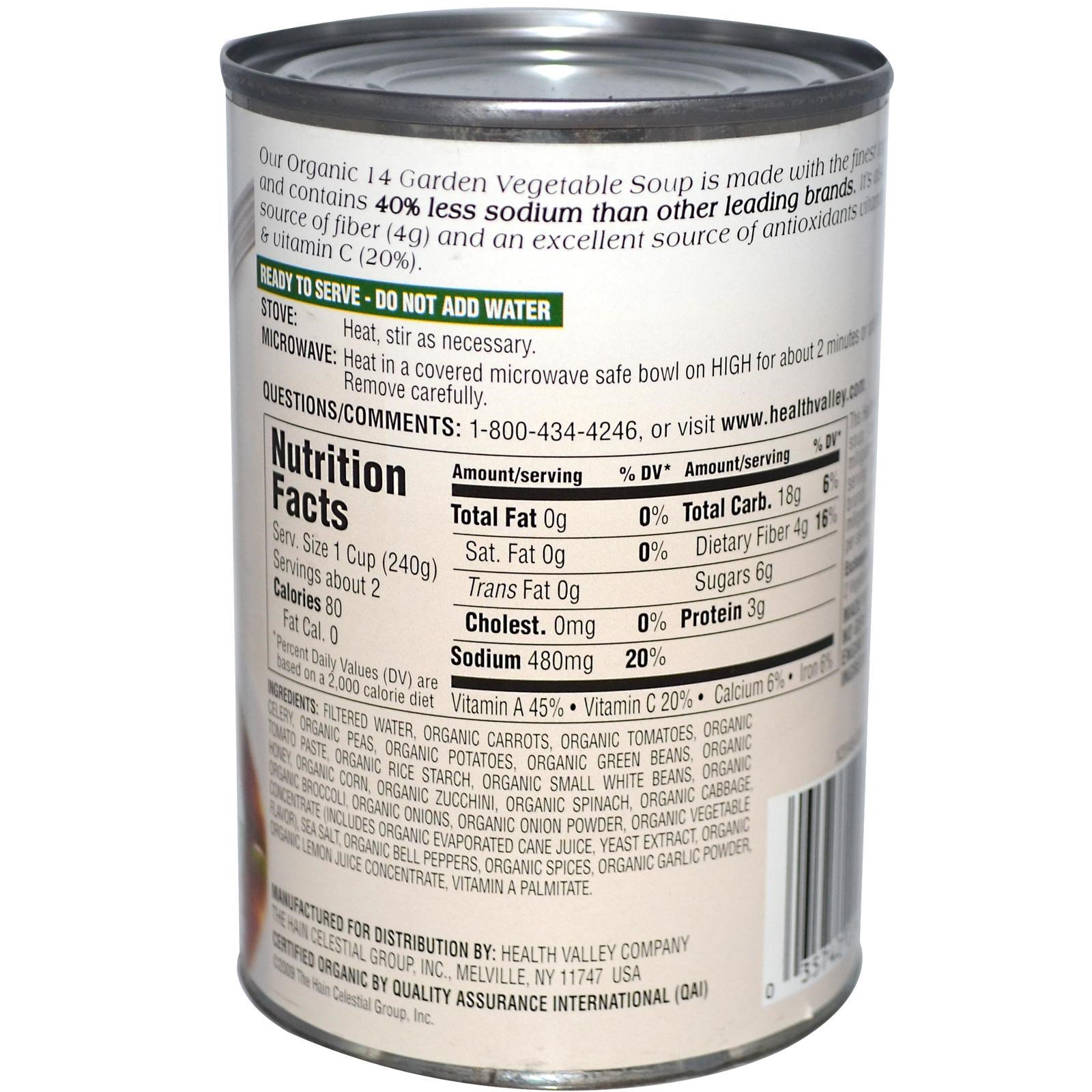 Health Valley, Orgânica, Sopa de 14 Vegetais de Horta, 15 oz (425 g) - Imagem 2