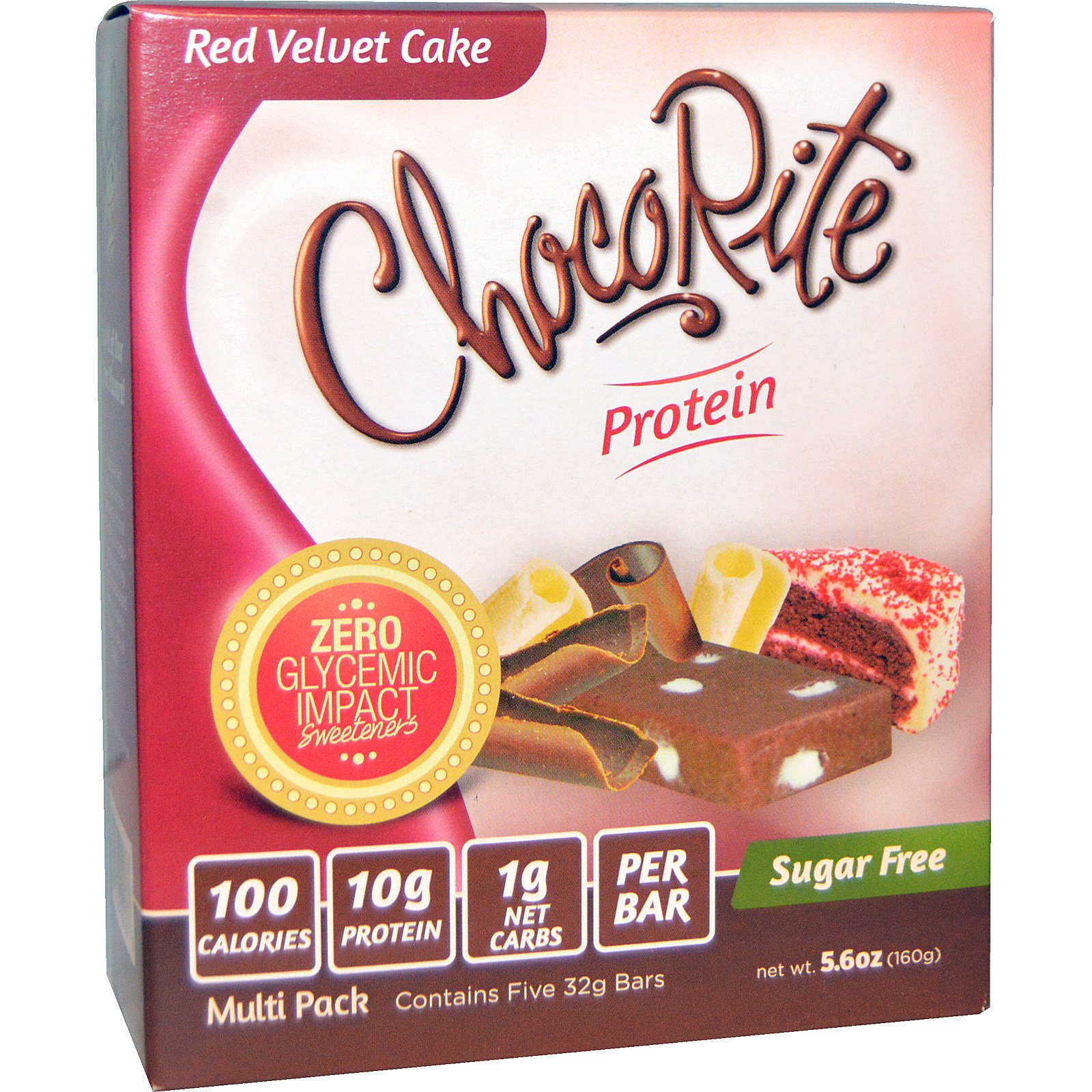 HealthSmart Foods, Inc., Barras ChocoCerto, Bolo de Veludo Vermelho, 5 Barras, 5.6 oz (32 g) Cada
