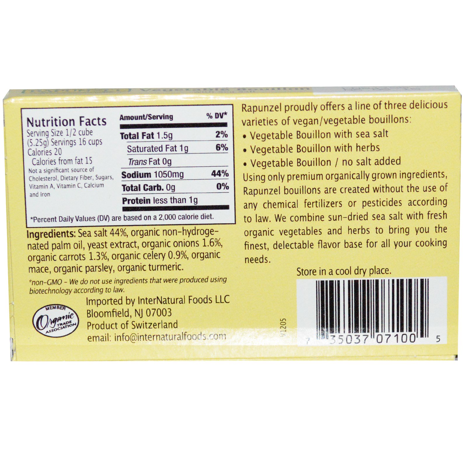Rapunzel, Caldo vegano de vegetais com sal marinho, 8 cubos, 84 g - Imagem 2