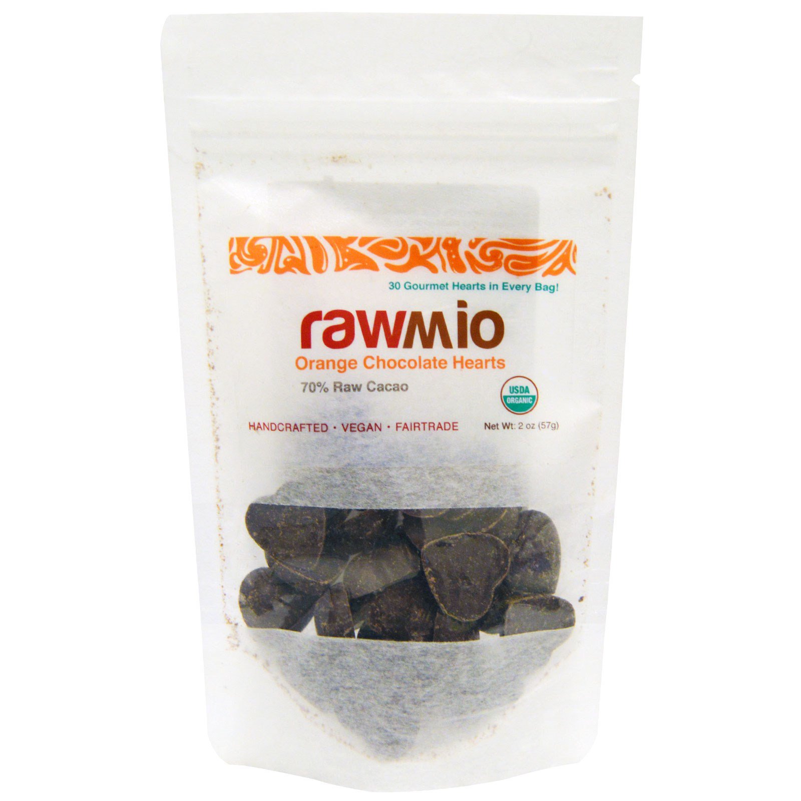 Rawmio, Corações de Chocolate e Laranja, 2 oz (57 g)