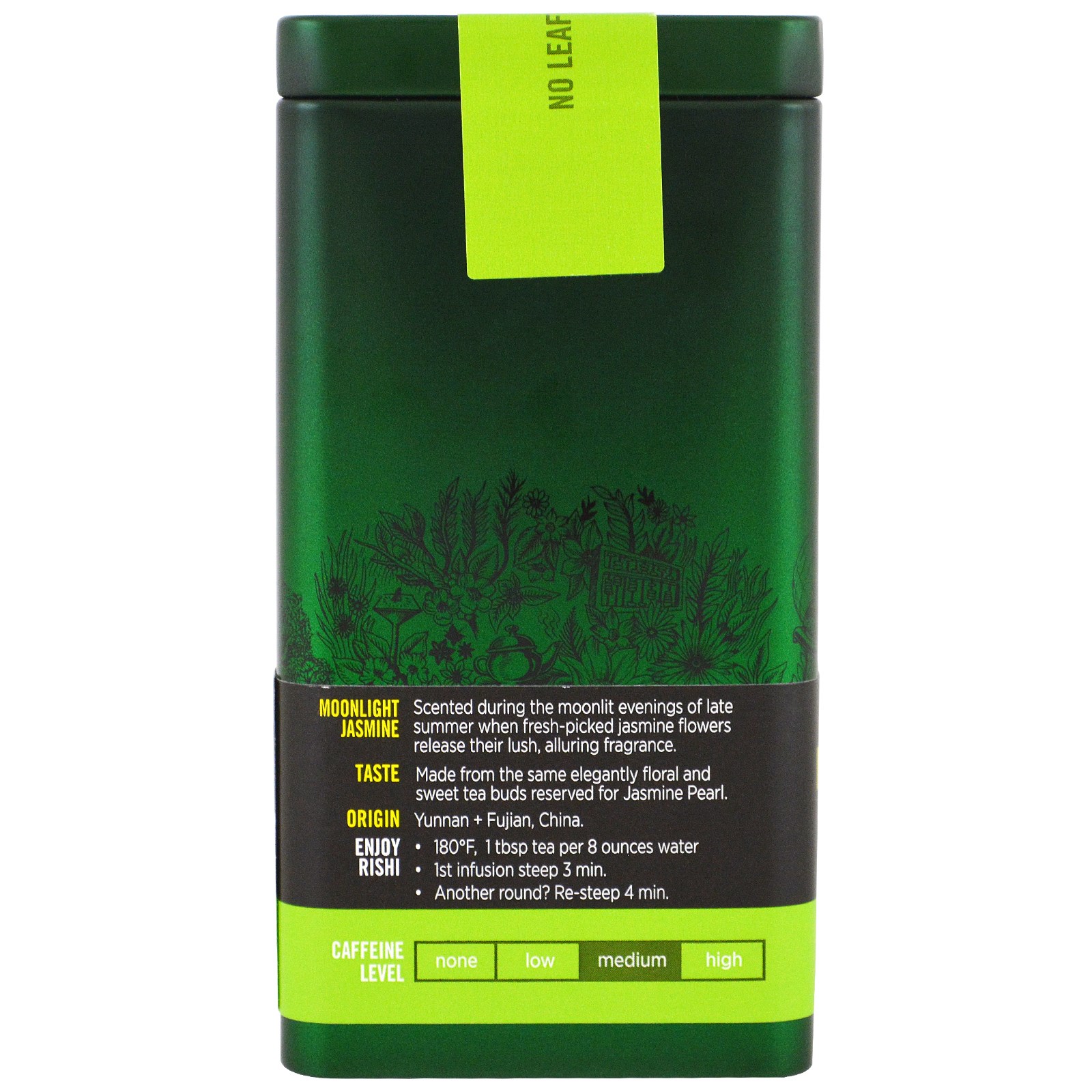 Rishi Tea, Moonlight Jasmine, Folhas Soltas Orgânicas de Chá Verde, 1,59 oz (45 g) - Imagem 3