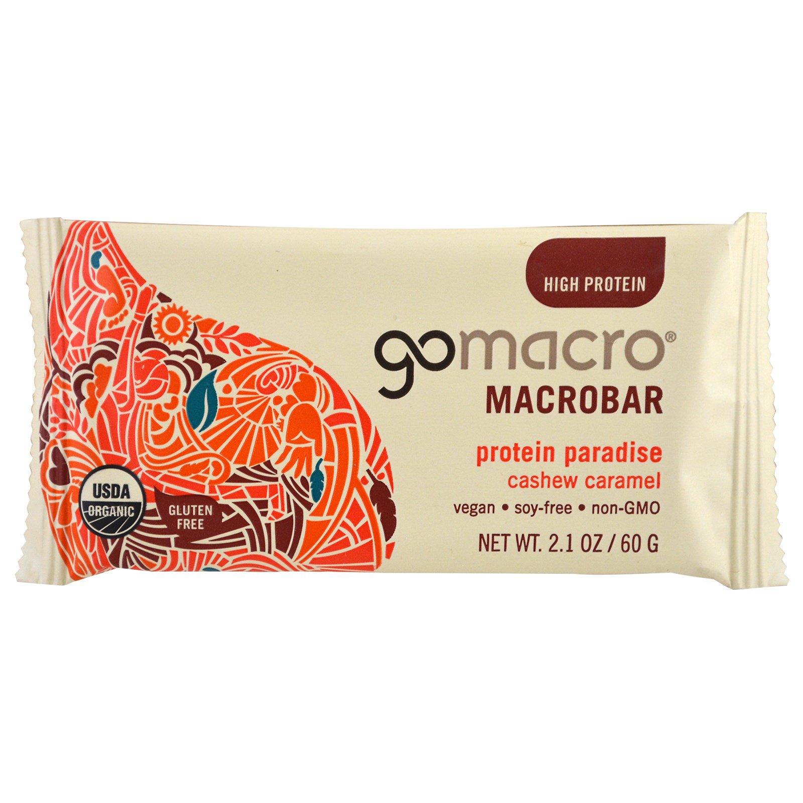 GoMacro, Macrobarras, Paraíso das Proteínas, Caju e Caramelo, 12 Barras, 2,1 oz (60 g) Cada - Imagem 3