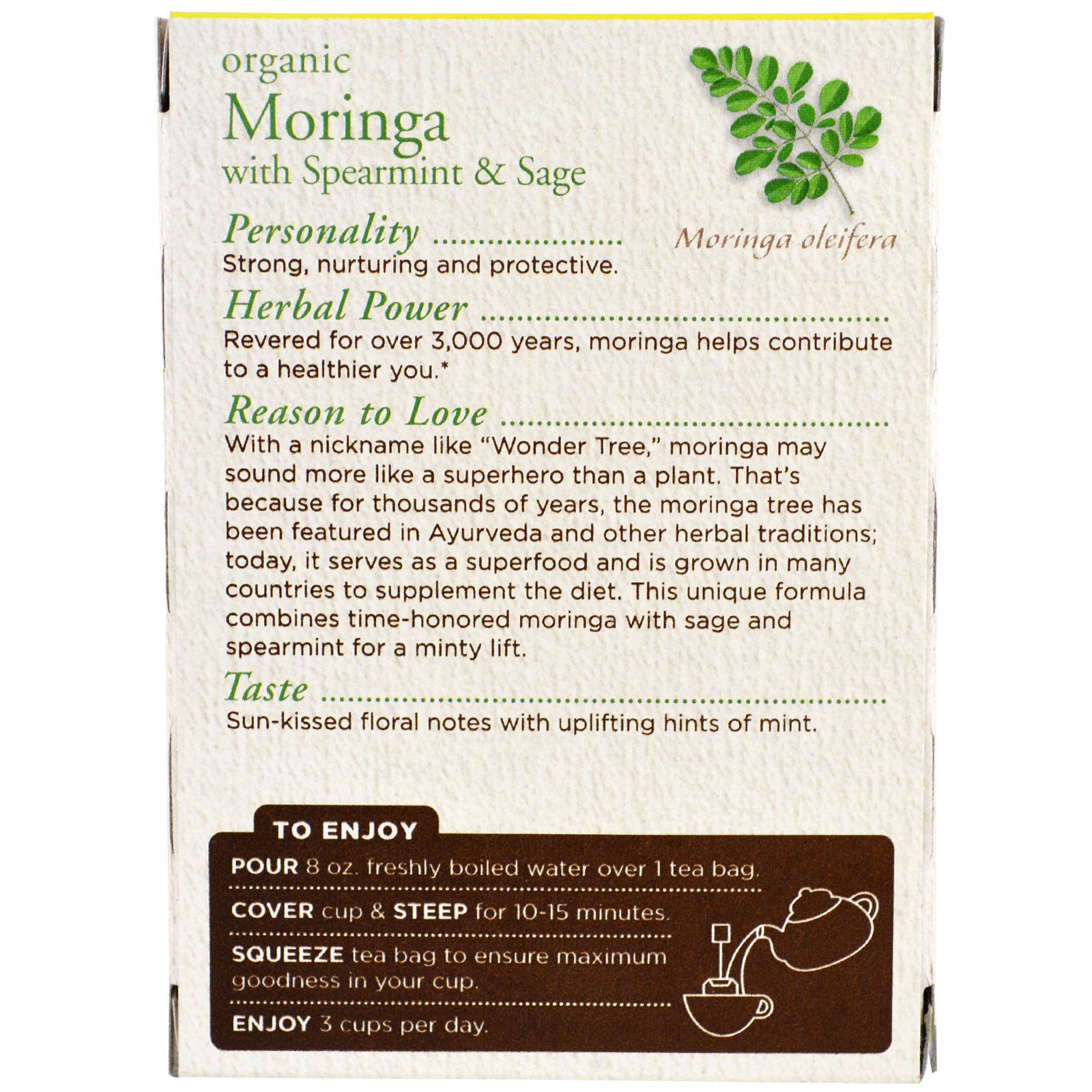 Traditional Medicinals, Moringa orgânica com hortelã e sálvia, 16 saquinhos de chá embalados, 86 oz (24 g) - Imagem 3