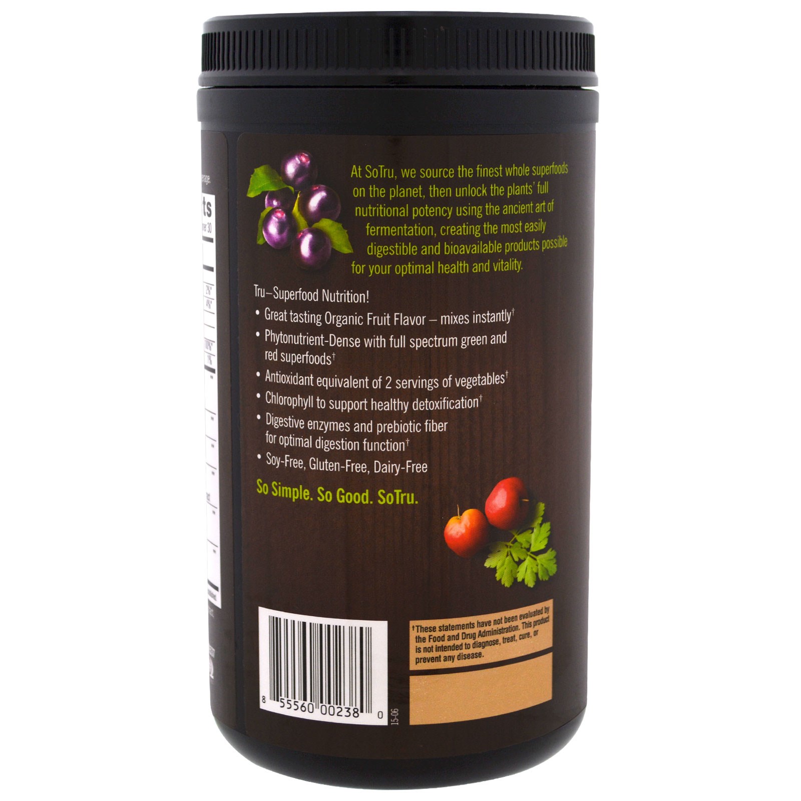 SoTru, Fermentado Orgânico, Vegetais Benéficos, 8.46 oz (240 g) - Imagem 3