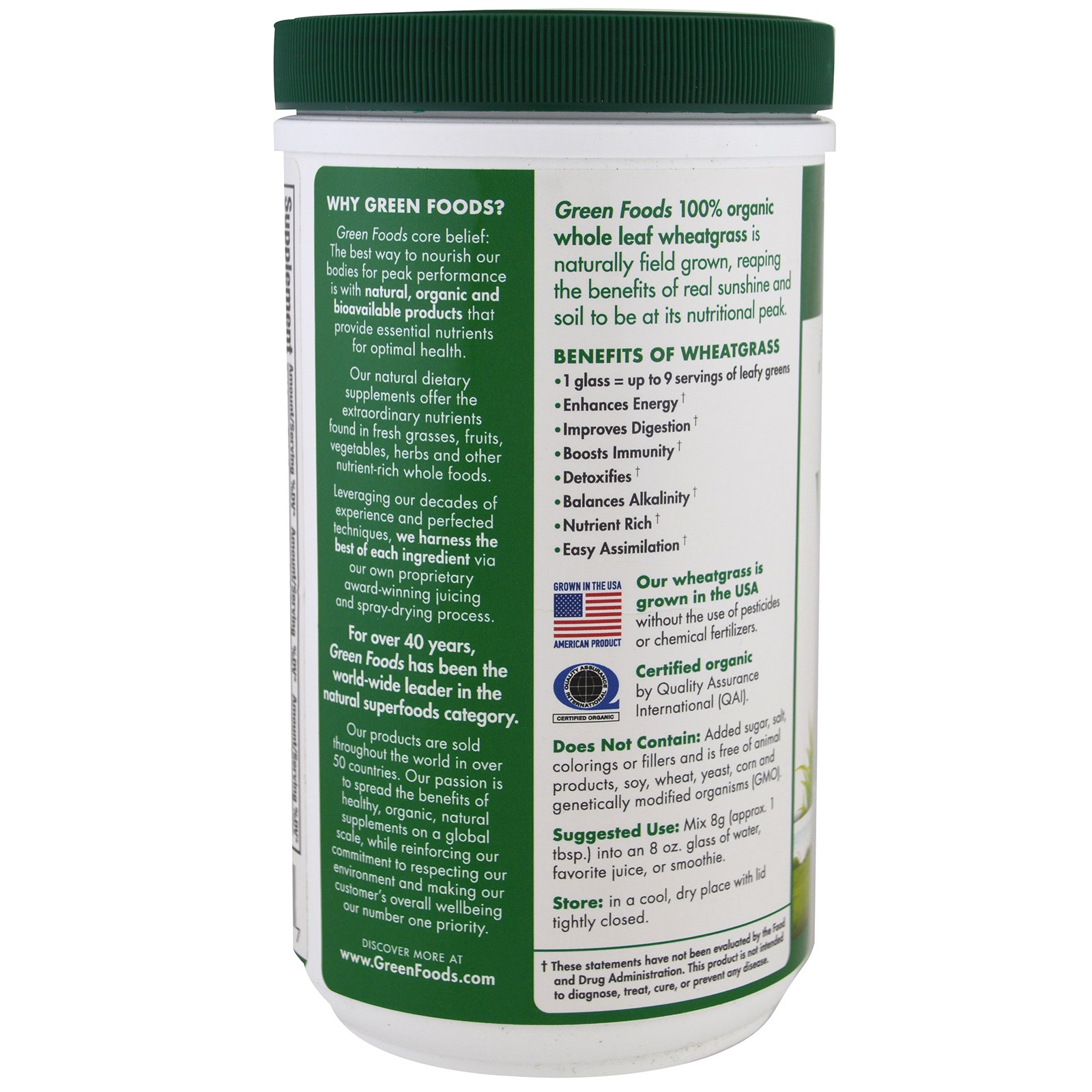 Green Foods Corporation, Erva de Trigo Pura e Orgânica em Pó, 480 g (16,9 oz) - Imagem 3