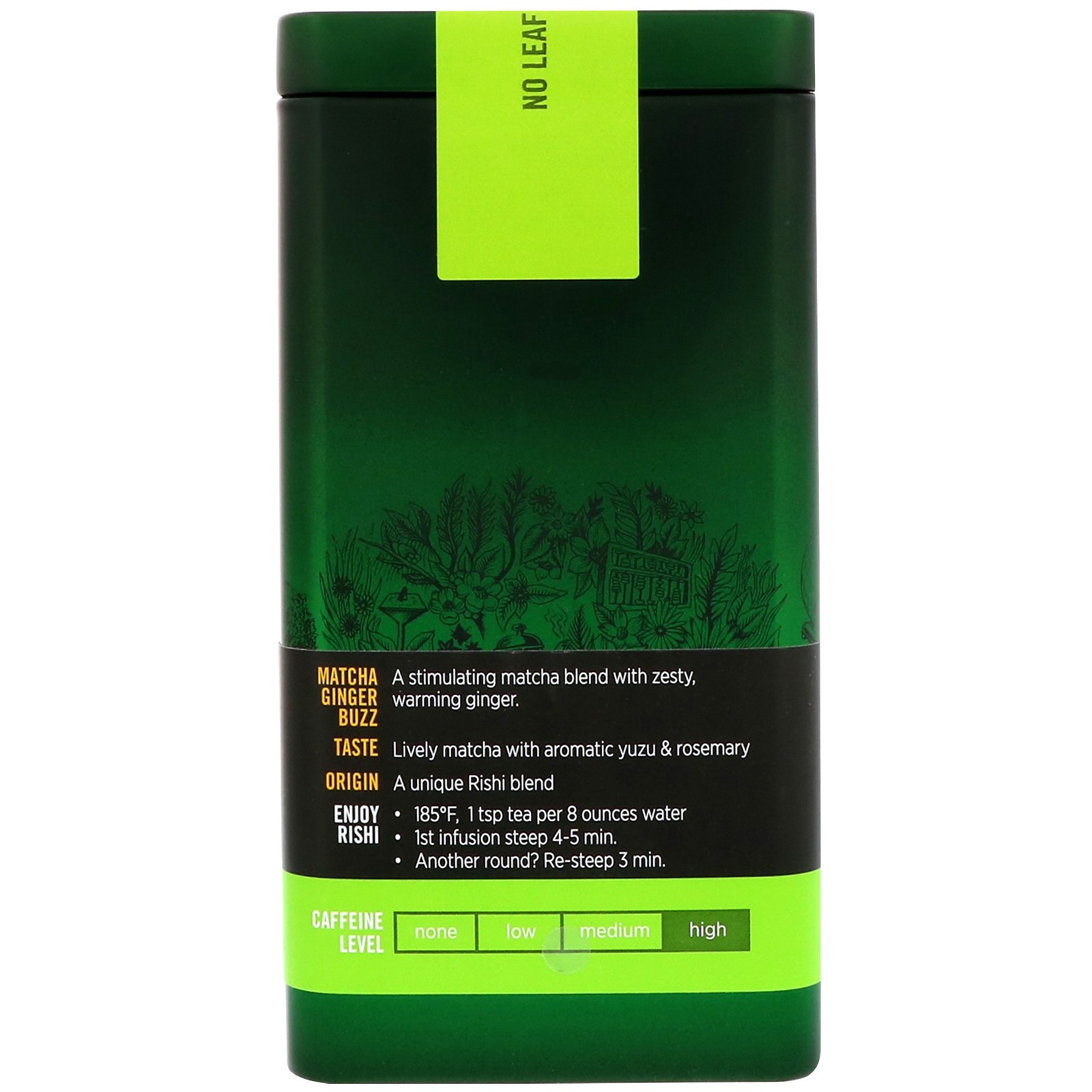 Rishi Tea, Chá verde de folhas soltas orgânico, Pó de maca com gengibre, 2.12 oz (60 g) - Imagem 3