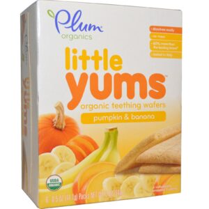 Plum Organics, Little Yums, Mordedores Wafer Orgânicos, Abóbora e Banana, 6 Pacotes, 0,5 oz (14,1 g) Cada