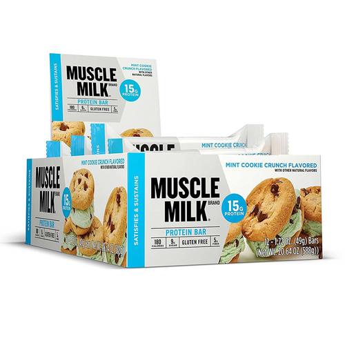 CytoSport Muscle Milk Proteína Blue Series Barras, Mint Cookie Crunch - 12 Barras
