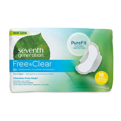 Seventh Generation Chlorine Free Ultra Fina Pads regular 18 Contagem