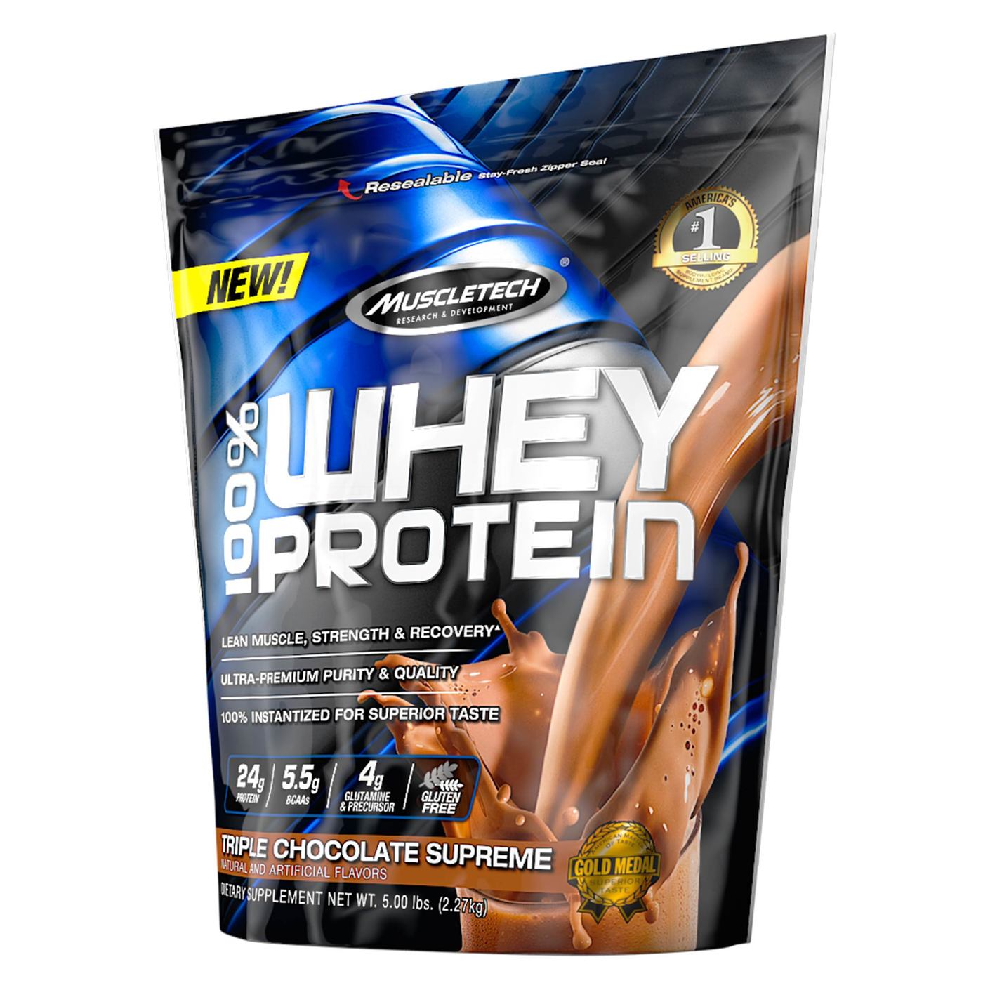 MuscleTech 100% Whey Protein em Pó Triple Chocolate Supreme 5 lbs/ 2.27 Kg