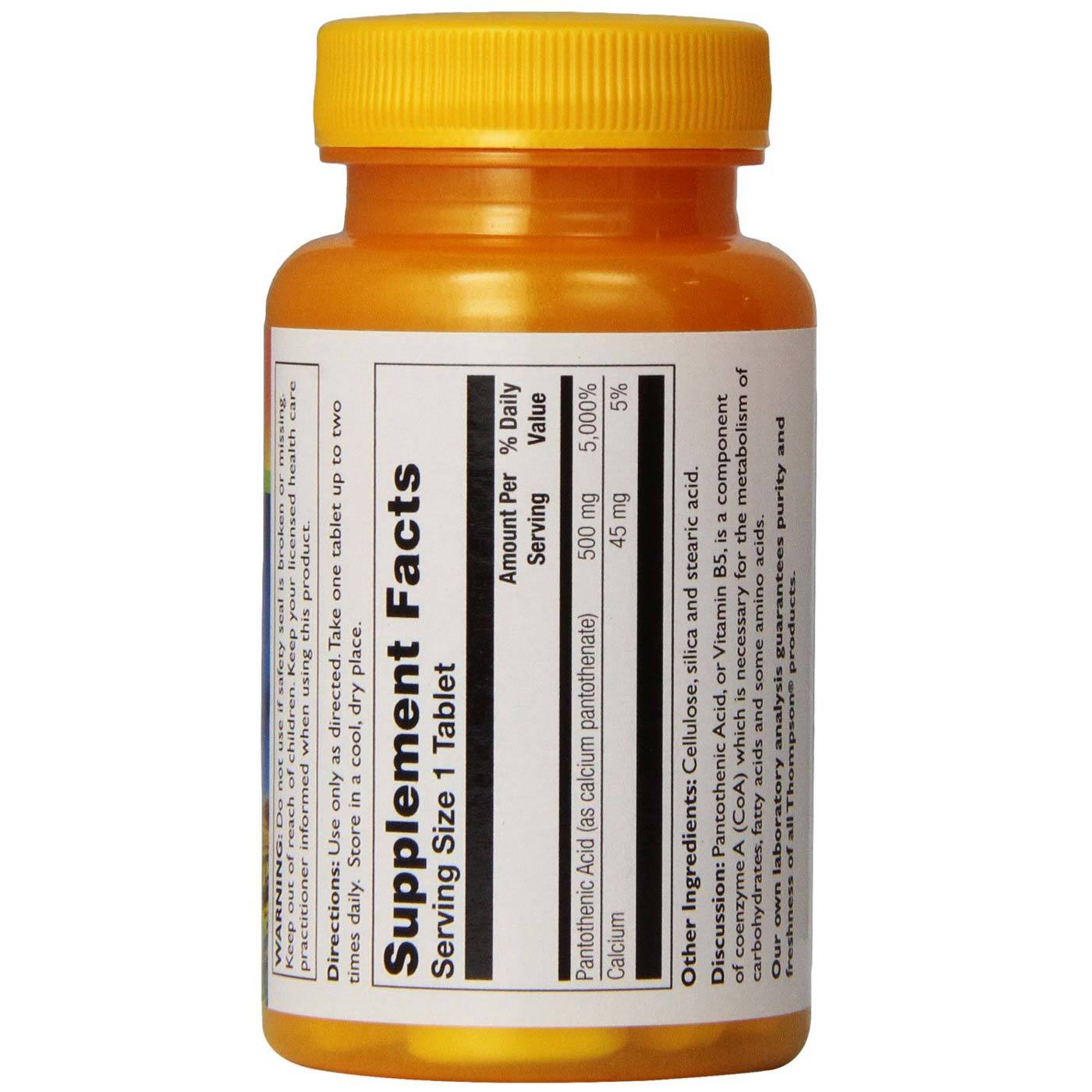 Thompson Ácido pantotênico 500 mg 60 Tabletes - Imagem 2