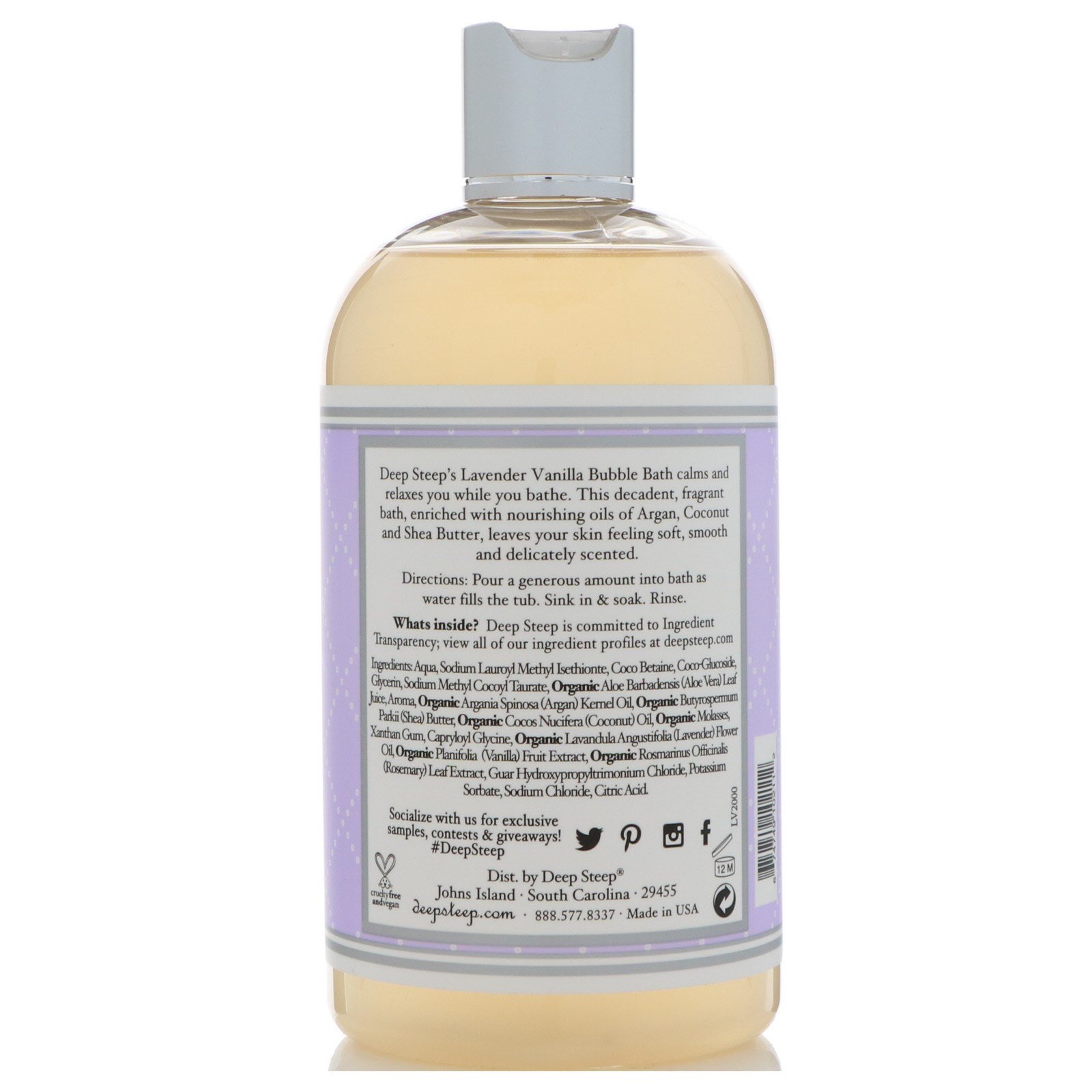 Deep Steep, Bubble Bath, Lavender Vanilla, 17 fl oz (503 ml) - Imagem 2