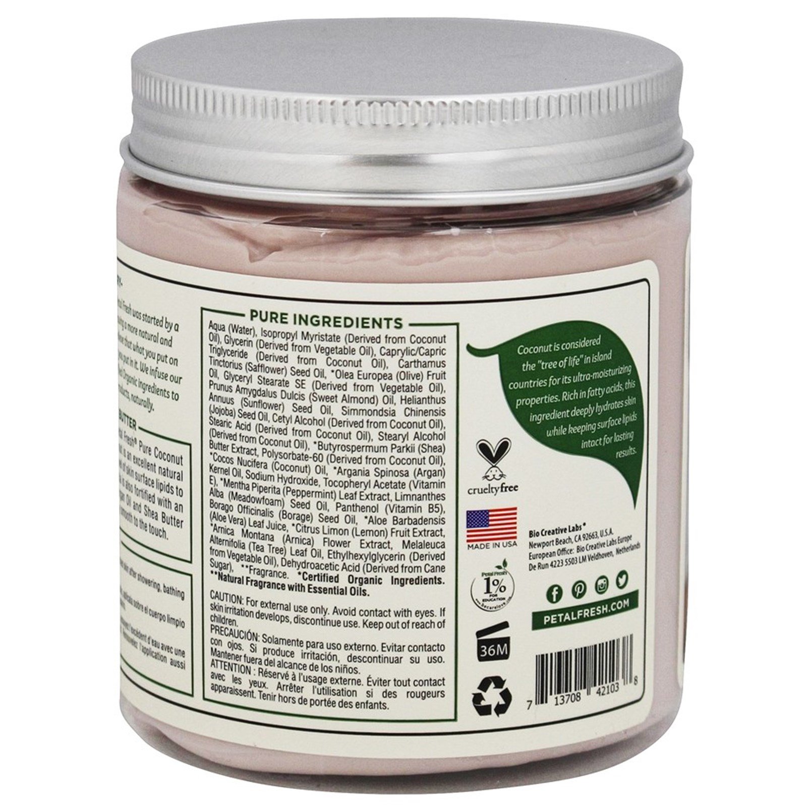 Petal Fresh, Pure, Manteiga de coco, ultra hidratante para o corpo, 237 ml - Imagem 2