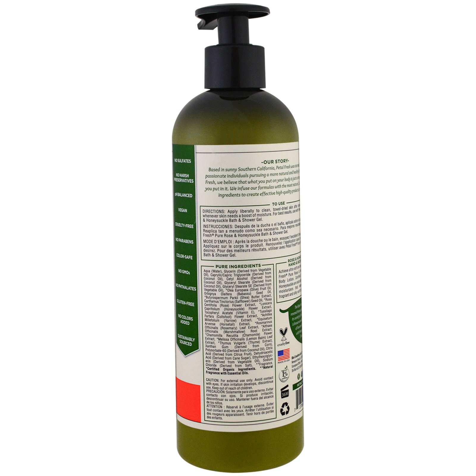 Petal Fresh, Pura, Loção Tonificante Para o Corpo e Para as Mãos, Rosa e Madressilva, 12 fl oz (355 ml) - Imagem 2