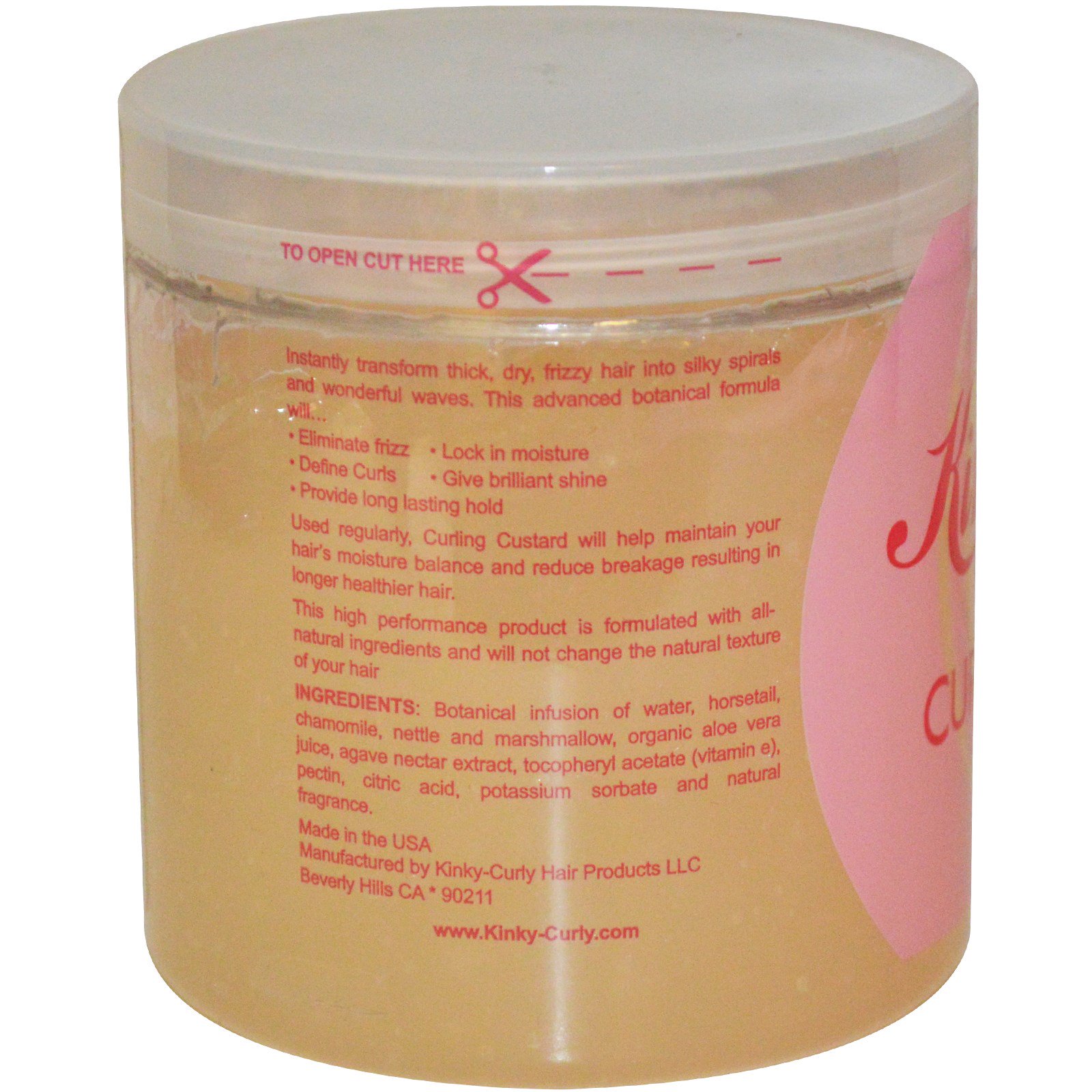 Kinky-Curly, Creme para Cachos Original, Gel Fixador Natural, 8 oz - Imagem 2