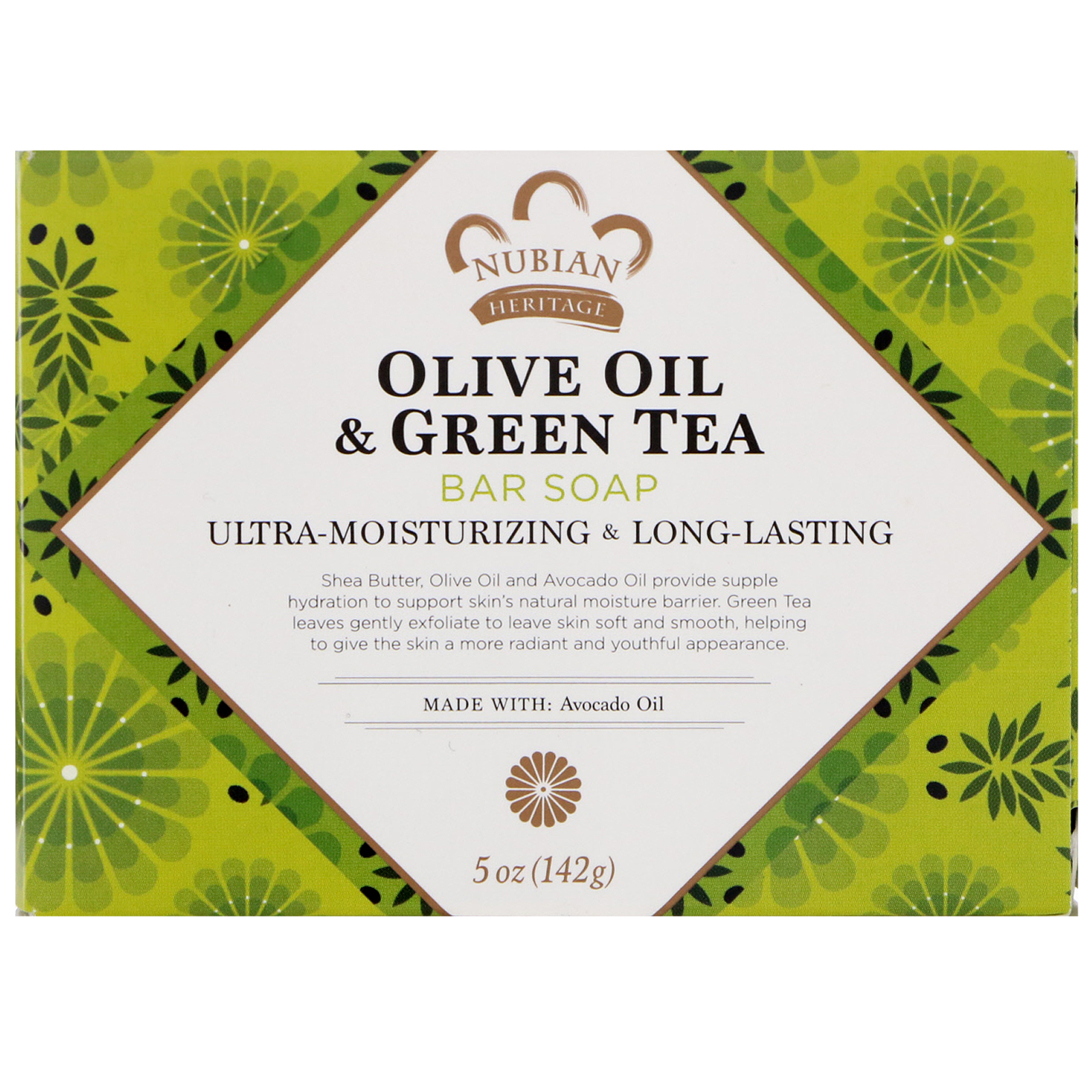 Nubian Heritage, Olive Oil & Green Tea Bar Soap, 5 oz (142 g)