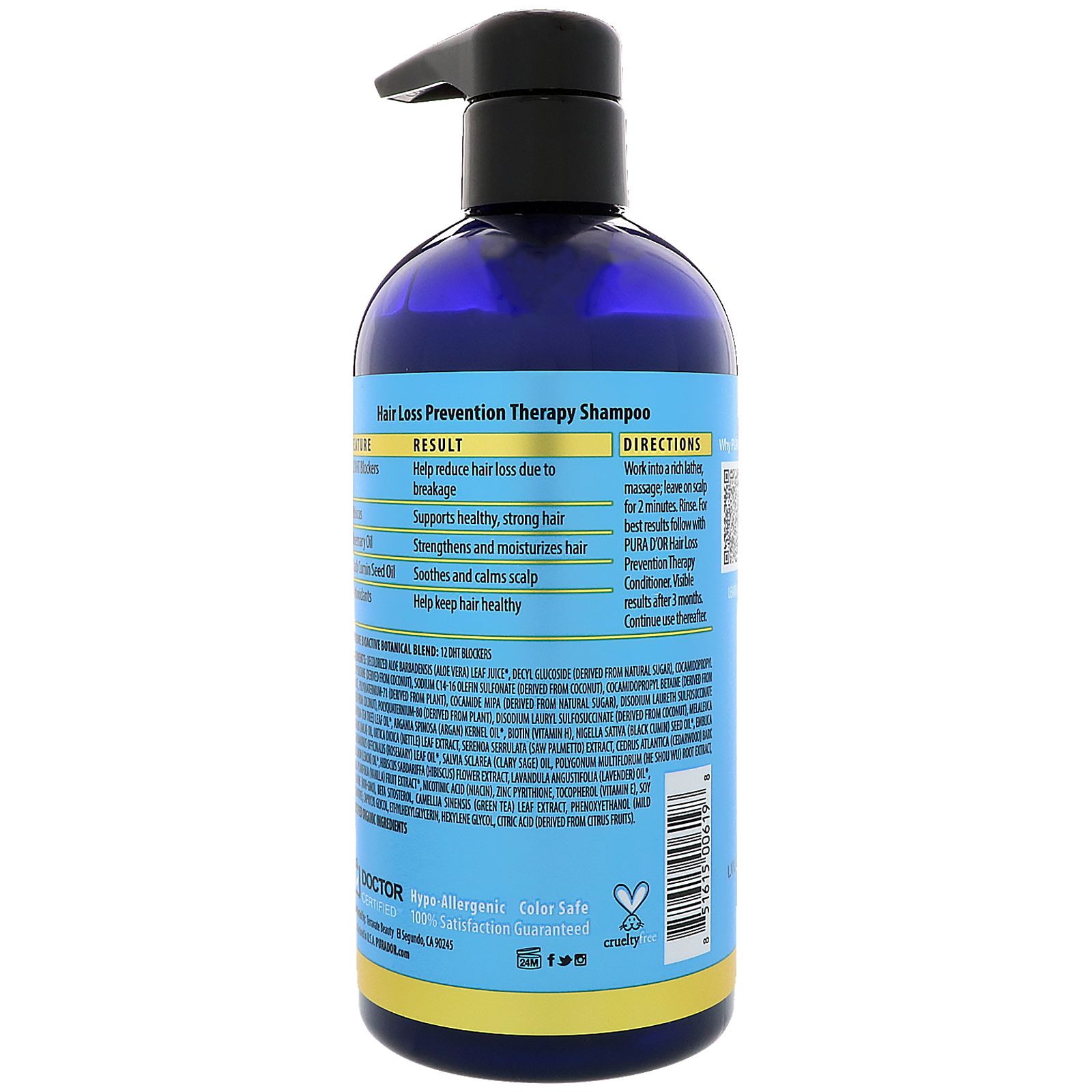 Pura D'or, Hair Loss Prevention Therapy Shampoo, Lavender Vanilla, 16 fl oz (473 ml) - Imagem 2