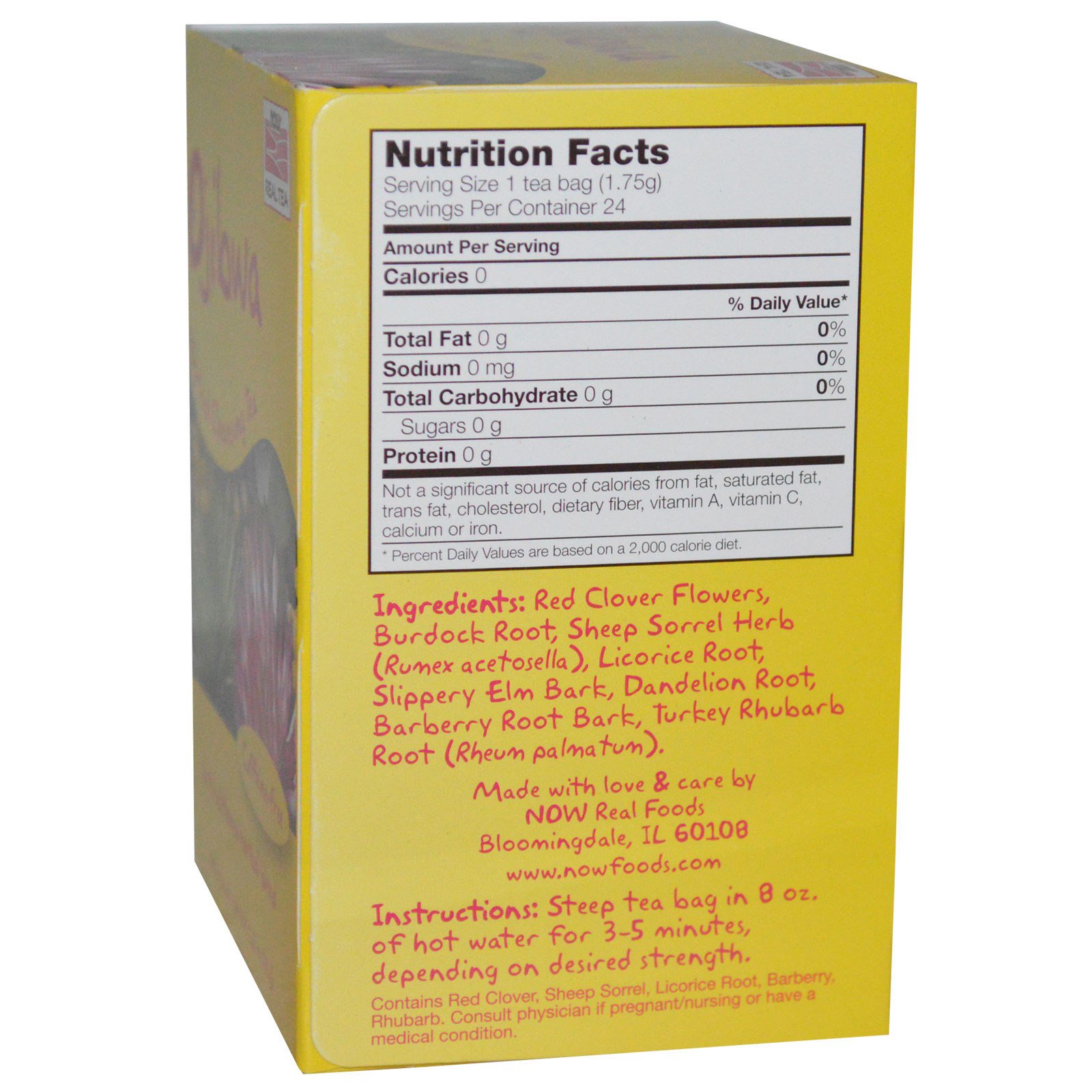 Now Foods, Chá de Verdade, Ojibwa, Sem Cafeína, 24 Sacos de Chá, 1,5 oz (42 g) - Imagem 2