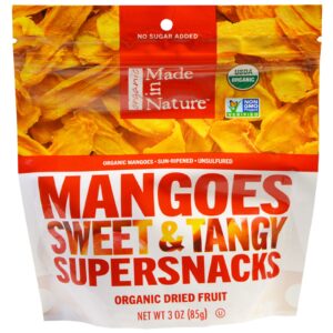 Made in Nature, Supersnacks orgânicos de manga doce e picante, 85 g