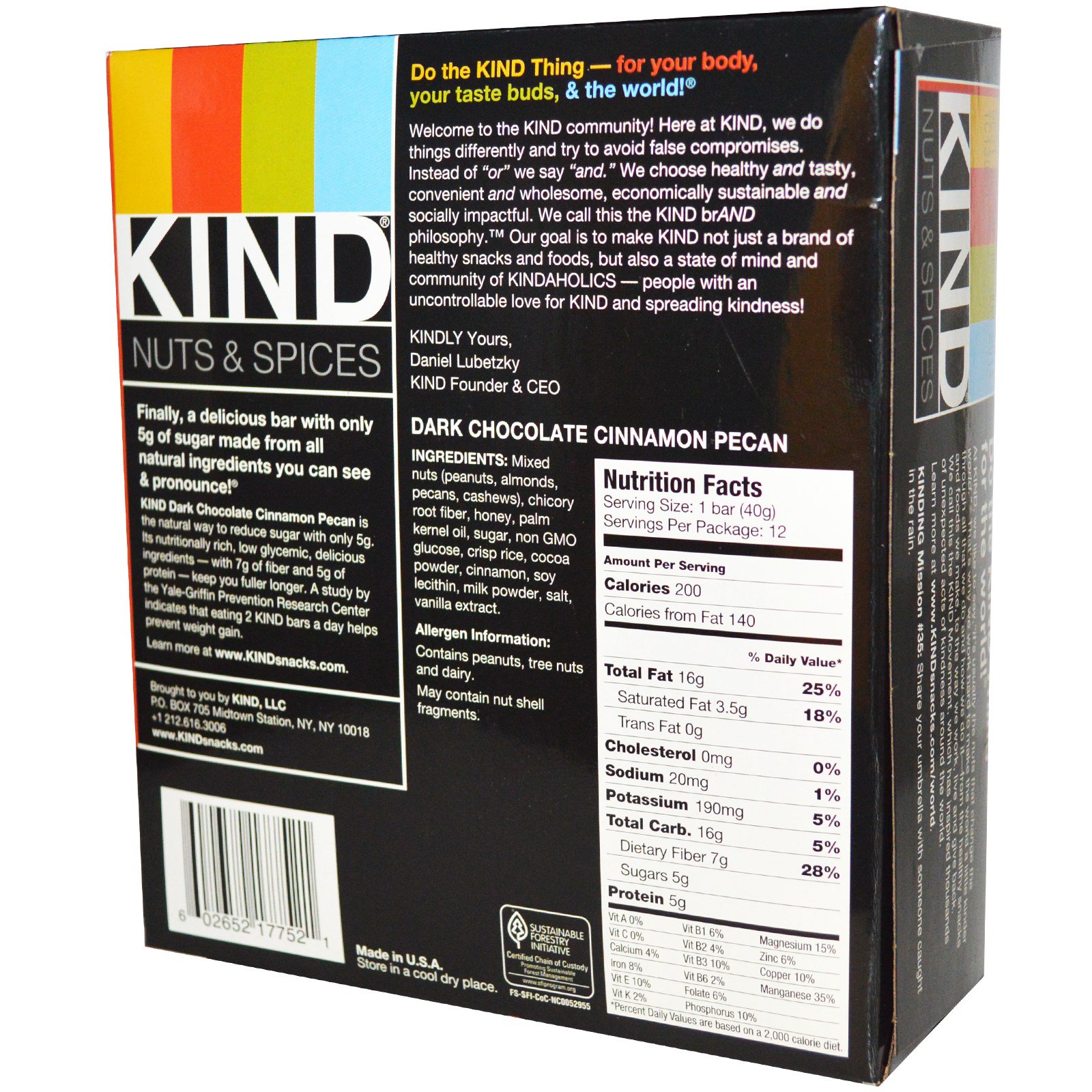 KIND Bars, Nozes e Tempeiros, Pecan de Canela e Chocolate Escuro, 12 Barras, 1.4 oz (40 g) - Imagem 2
